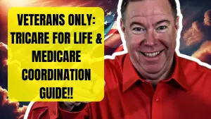 Chris Duncan pointing at viewer with text about TRICARE for Life and Medicare coordination guide for veterans
