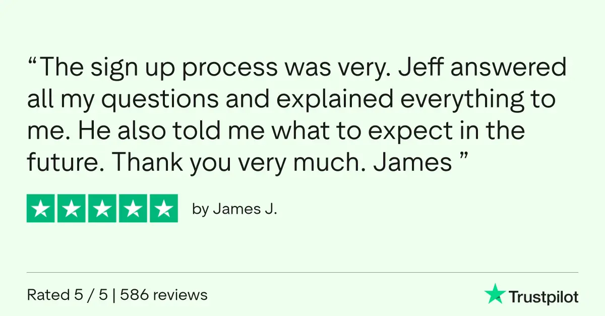 Five-star Trustpilot review from James Jackson