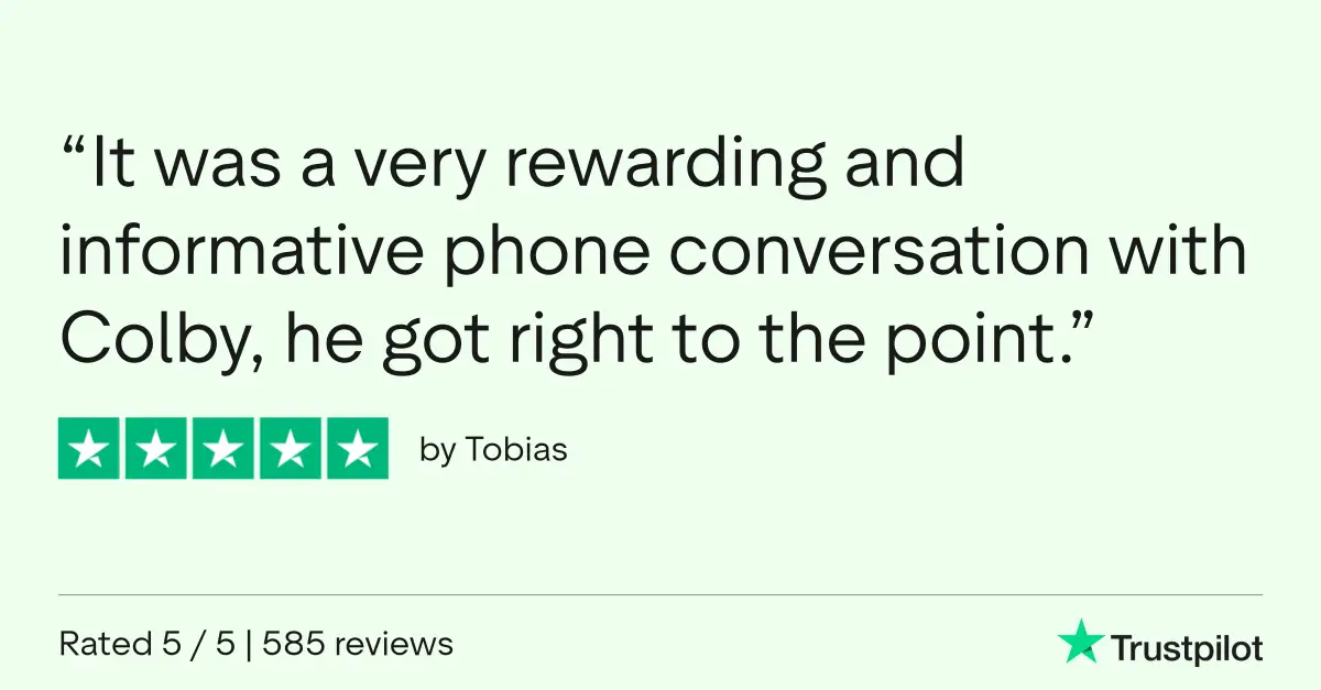 Five-star Trustpilot review from Tobias