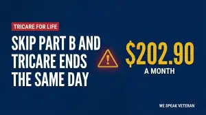 TRICARE for Life Part B costs $202.90 a month in 2026 and skipping it ends coverage